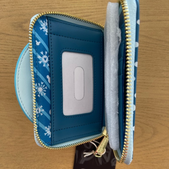 Loungefly Disney Snowman Mickey & Minnie Snow Globe Zip-Around Wallet - Picture 4 of 8